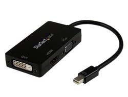 StarTech.com 3 in 1 Mini DisplayPort Adapter - 1080p - Mini DP / Thunderbolt to HDMI / VGA / DVI Splitter for Your Monitor (MDP2VGDVHD) - Videomuunnin - DisplayPort - DVI, HDMI, VGA - musta