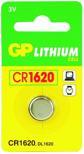 GP Lithium Cell Battery CR1620, 3V, 1-pack