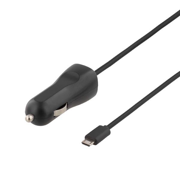 DELTACO autolaturi micro USB, 12-24V - 5V 2,4A, musta