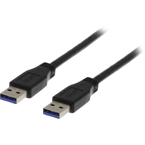DELTACO USB 3.0 kaapeli, A ur - A ur, 1m, musta