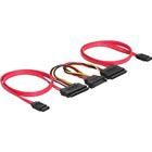 SATA-kaapeli 2x SATA-levy > SATA-virtaliitokseen & 2x emolevyyn, 50cm