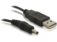 DeLOCK USB-virtakaapeli, USB 2.0 Typ A naaras - DC 3,5x1,35mm, DC-kontakti pituus 10,5mm, 5V, 1,5m, musta, USB cable Power cable,3,1mm