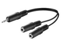 MicroConnect 3.5mm Minijack Audio Y adapter Cable: 3.5mm Jack 1 x male to 2 x female, 0.2 m