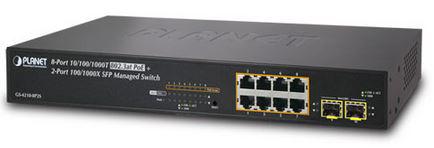8x10/100/1000 PoE+ 2xSFP 120W IEEE802.3at Web/SNMP Switch