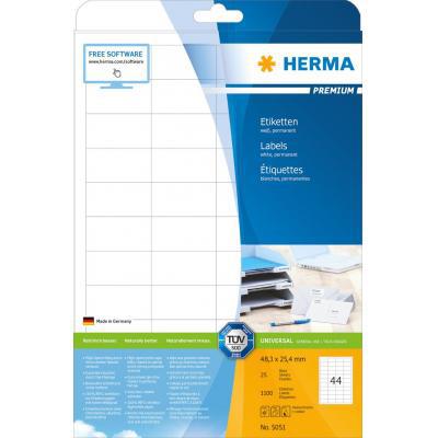 Herma Labels 48,3x25,4 permanent white,25 sheets, 1100pcs, 5051