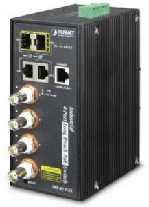 IPv4/IPv6, 4-Port Coax + 2xGbit+2xSFP Managed Switch, PoE 150W (max)