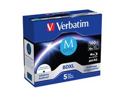  1x5 Verbatim M-Disc BD-R Blu-Ray 100GB 4x Speed inkjet print. JC