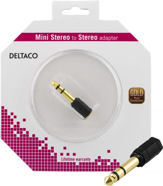 DELTACO multimediasovitin 6,3mm ur - 3,5mm stereo na