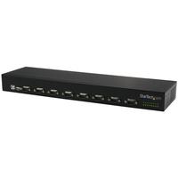 Startech USB to Serial Hub - 8 Port - COM Port Retention - Rack Mount and Daisy Chainable - FTDI USB to RS232 Hub (ICUSB23208FD) - Sarjasovitin - USB 2.0 - RS-232 x 8 - musta