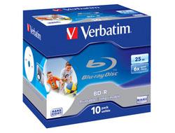 1x10 Verbatim BD-R Blu-Ray 25GB 6x Speed, printable, Jewel Case