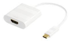 DELTACO USB 3.1 HDMI adapteriin, USB Typ C uros - HDMI 19-pin naaras, 4K, Ultra HD, kullatut liittimet, valkoinen