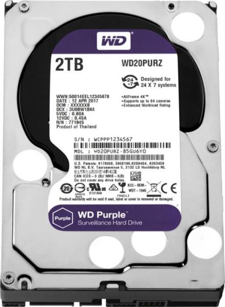 WD Purple 2TB SATA 6Gb/s CE HDD 3.5" 5400rpm 64MB cache 24x7