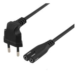 DELTACO power cable, angled CEE 7/16, straight IEC 60320 C7, 3m, black