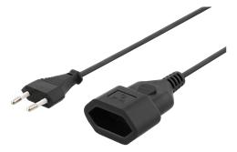 DELTACO ungrounded power cable, CEE 7/16 to IEC 60906-1, 1m, black