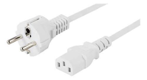 DELTACO grounded power cable, CEE 7/7 to IEC 60320 C13, 10m, white