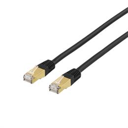 DELTACO S/FTP Cat7 patch cable with RJ45, 0,3m, 600MHz, LSZH, black