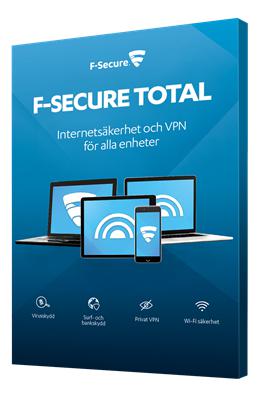 F-Secure TOTAL, 1 Year, 3 Dev SAFE + Freedome VPN, 1 vuodeksi, 3 laitteelle.