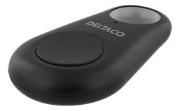 DELTACO BT-131, Bluetooth-tavaranjäljitin, sis. laukaisimen kameraa varten, Android/iOS, musta. Bluetooth-tracker, iOS/Android, black