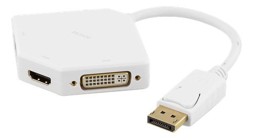 DELTACO sovitin DisplayPort - DVI/HDMI/VGA, Ultra HD taajuudella 60 Hz, 0,2 m, valkoinen