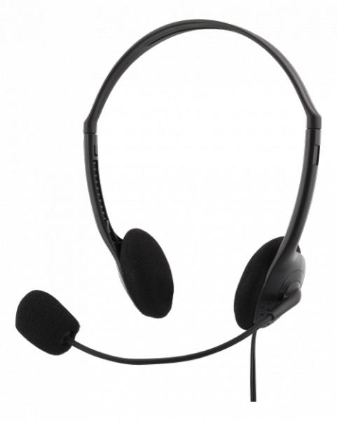 DELTACO kuulokemikrofoni, stereoääni, 30 mm elementit, 32 Ohm, 3,5 mm liitäntä, n. 2 m kaapeli, musta