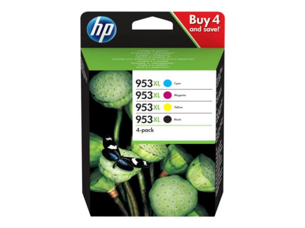 HP 953XL 4-pack High Yield Black/Cyan/Magenta/Yellow Original Ink Cartridges (3HZ52AE)