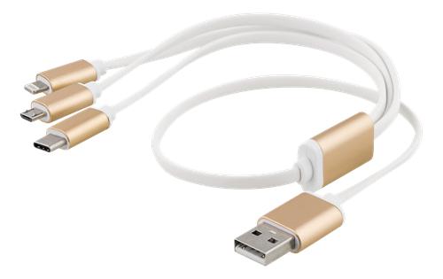 Multi charger USB C+Lighting+USB A  50cm White