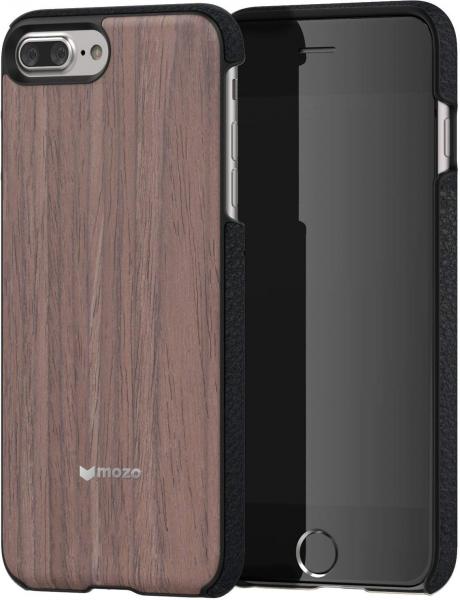 Wood Back Cover Case iPhone, MOZO iPhone 7 Plus/8 Plus Back cover Black Walnut with Black Trim