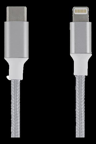 EPZI USB-C - Lightning-kaapeli, 2 m, kangaspäällysteinen, hopea