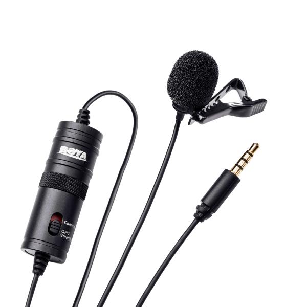 BOYA Mikrofon BY-M1 Lavalier 3.5mm 6m, mikrofoni paidan kaulukseen