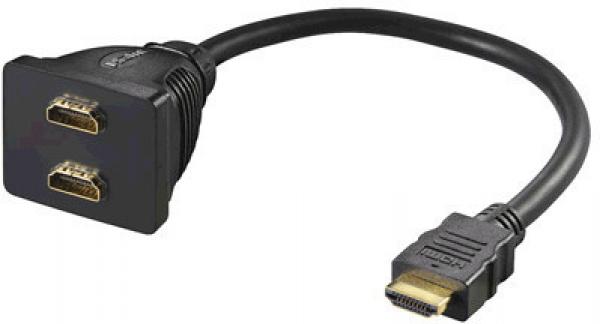 MicroConnect HDMI 19M - 2X HDMI 19F, HDMI uros - 2x HDMI naaras adapteri