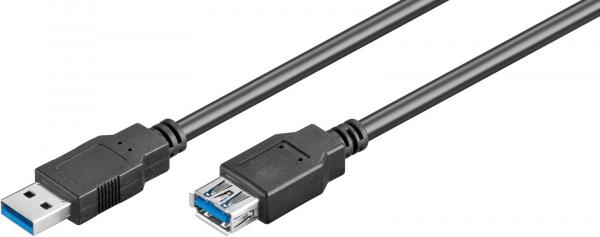 MicroConnect USB3.0 A-A 1.8m M-F, Black, USB 3.0 jatkokaapeli, uros - naaras, 1.8m