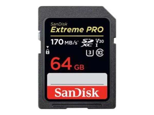 SANDISK Extreme Pro SDXC Card 64GB - 170MB/s V30 UHS-I U3