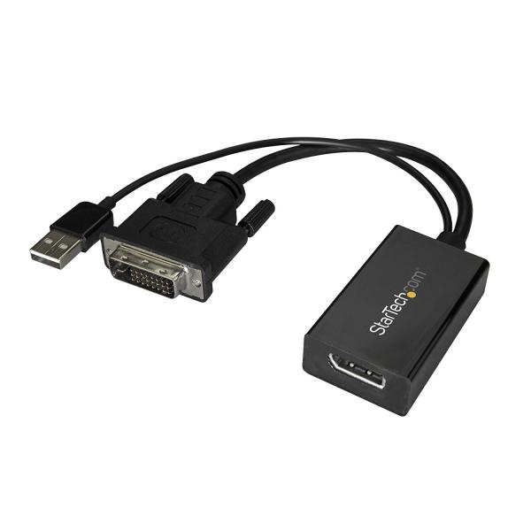 StarTech.com DisplayPort/DVI-D/USB - 1 Pack - 1 x DisplayPort Female Digital Video - 1 x Type A Male USB, 1 x DVI-D (Single-Link) Male Digital Video - Supports up to 1920 x 1200 - Black