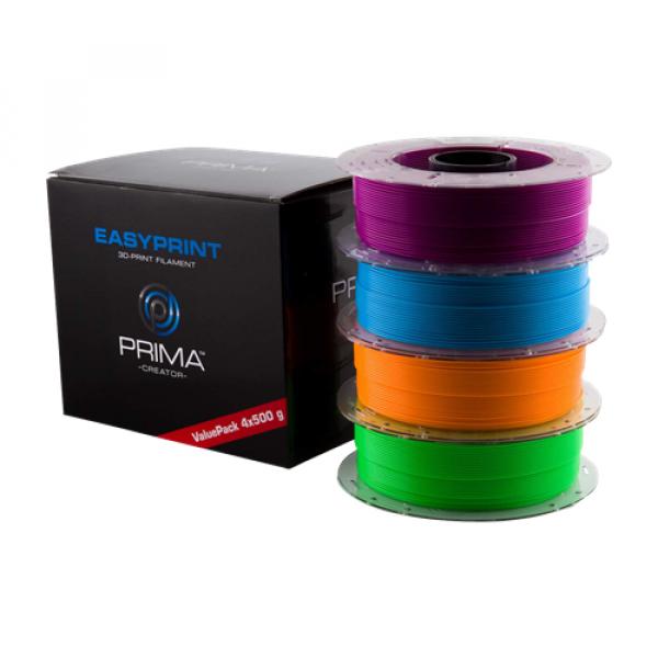 PrimeCreator EasyPrint Neon PLA 3D-Printer Filament, Purple/Blue/Orang