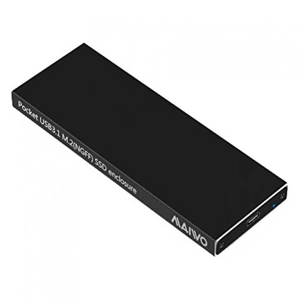 Ulkoinen M.2-kiintolevykotelo (SATA) , USB-C, USB 3.1 Gen 2, 10 Gbps, musta, USB3.0  M.2 SATA SSD enclosure
