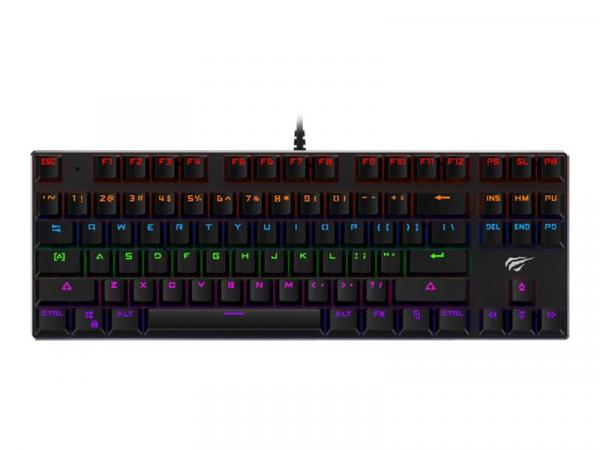 Havit Gaming Mechanical Keyboard 87 Keys, Mekaaninen RGB taustavalaistu pelinäppäimistö, langallinen USB