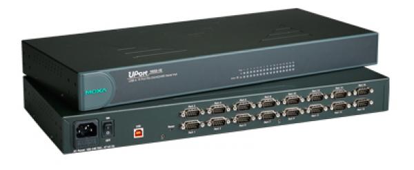 Moxa UPort 1650-16, 16-port RS-232/422/485 USB-to-serial converter, 19" rack mountable, black