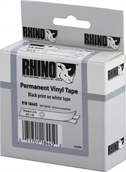 Dymo Rhino Label IND, Vinyl 19 mm x 5,5 m black to white