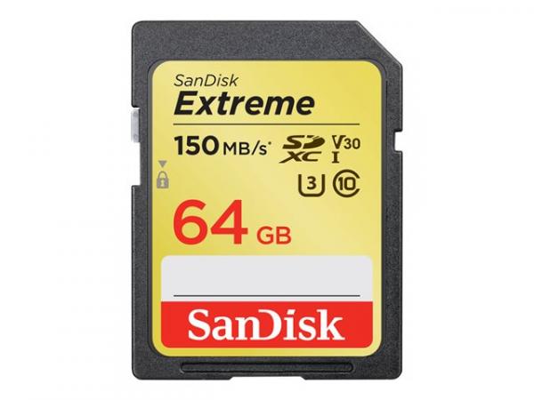 SANDISK Extreme SDXC Card 64GB 150MB/s V30 UHS-I U3