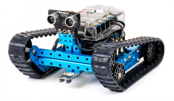 Makeblock mBot Ranger, 3 rakennusvaihtoehtoa, Arudino Mega 2560, 10 moottori- ja anturiporttia, Bluetooth, mukana 6 sensoria, musta/sininen