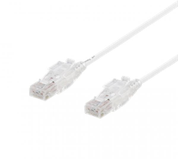 DELTACO U/UTP Cat6a patch cable, lockable connector, 0,5m, white