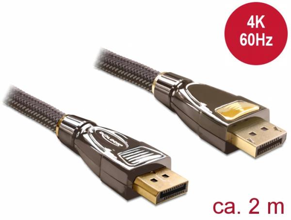 Delock Cable DisplayPort 1.2 male > DisplayPort male 4K 60 Hz 2 m Premium
