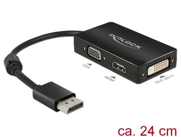 Delock Adapter DisplayPort 1.1 male > VGA / HDMI / DVI female Passive black