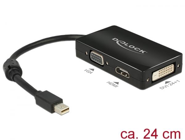Delock Adapter mini DisplayPort 1.1 male > VGA / HDMI / DVI female Passive black