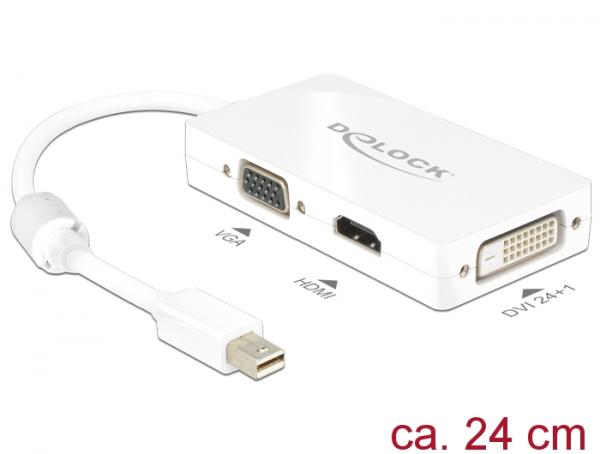 Delock Adapter mini DisplayPort 1.1 male > VGA / HDMI / DVI female Passive white