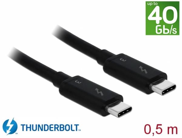 Delock Thunderbolt™ 3 (40 Gb/s) USB-C™ cable male > male passive 0.5 m 5 A black