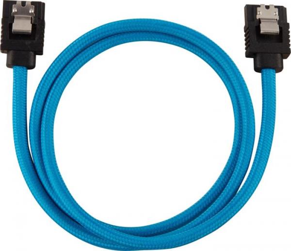 Corsair Premium Sleeved SATA Data Cable Set with Straight Connectors- Blue- 60cm