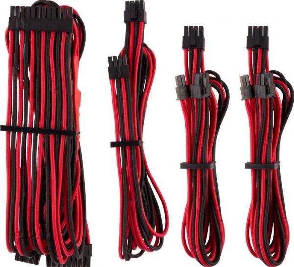Corsair Premium Individually Sleeved PSU Cable Starter Kit- Type 4 -Generation 4-- RED-BLACK