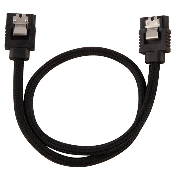 Corsair Premium Sleeved SATA Data Cable Set with Straight Connectors- Black- 30cm