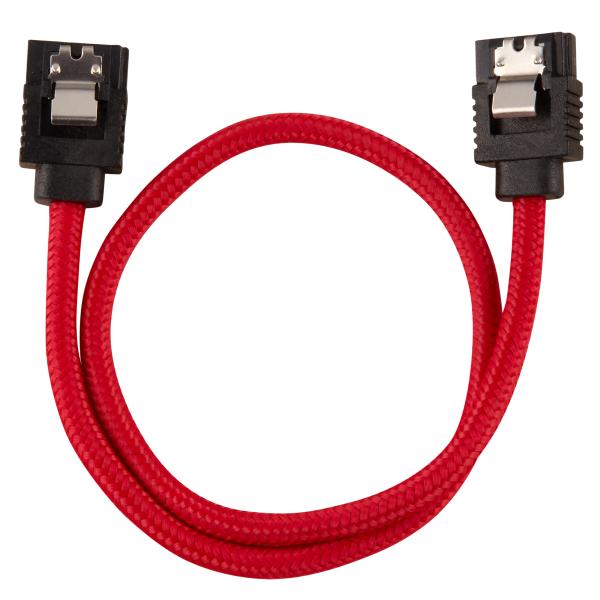 Corsair Premium Sleeved SATA Data Cable Set with Straight Connectors- Red- 30cm